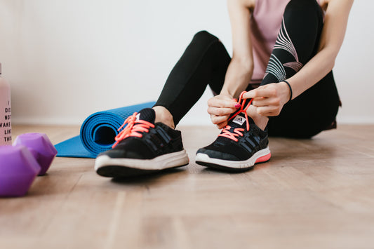 A girl getting ready for home workout 