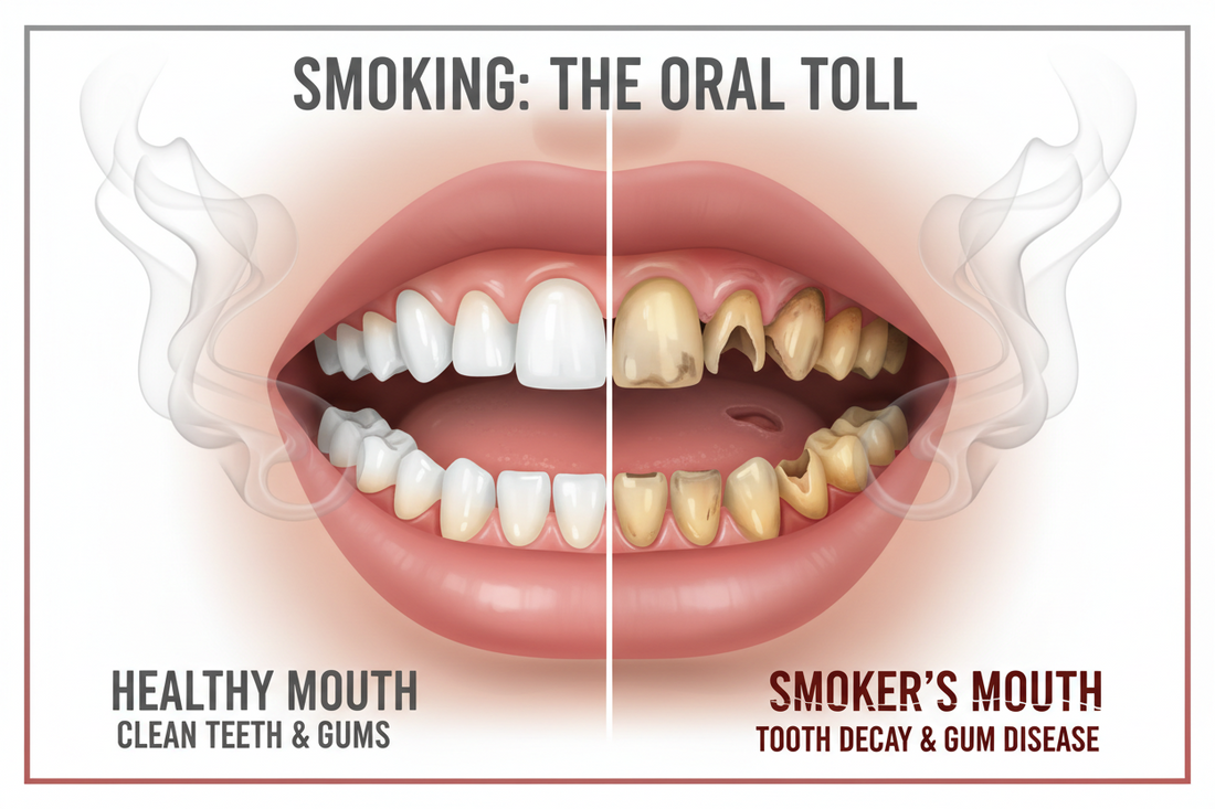 Oral diseases caused by smoking — gum disease tooth loss oral cancer India