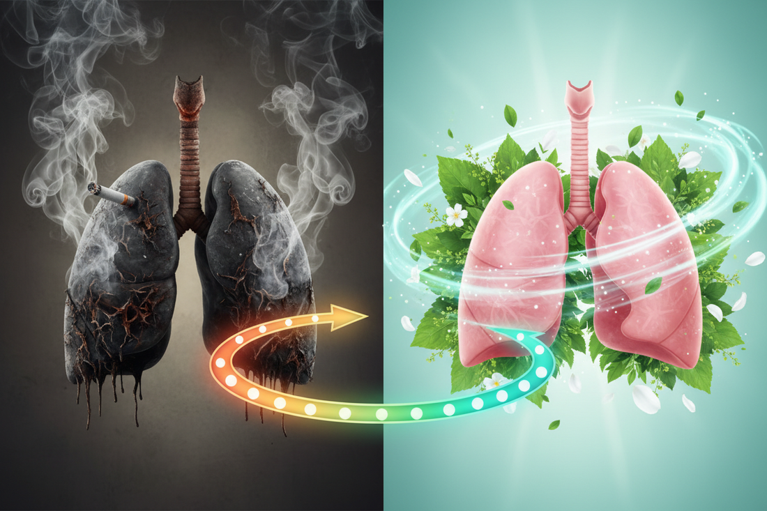 Lungs recovering after quitting smoking — body healing from tobacco damage India