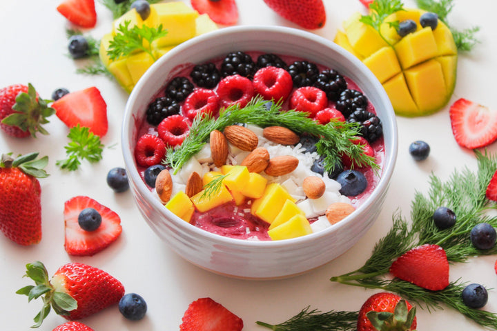 mix Fruits Salad in a bowl of milk 